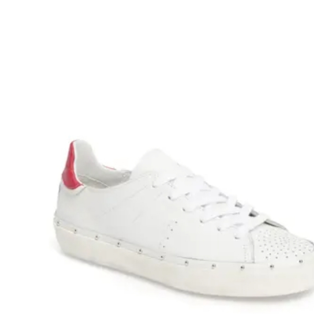 Rebecca Minkoff leather studded lace up sneakers white and pink Size 9.5